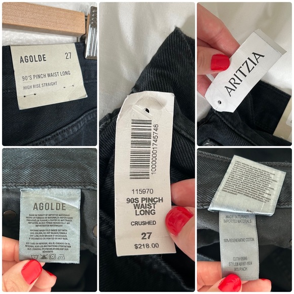 NWT Agolde 90's Pinch Waist Long High Rise Straight jeans in Crushed 27 - Picture 13 of 13